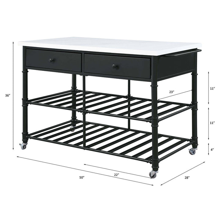 Emery - Kitchen Island - White Cultured Marble Top & Gray