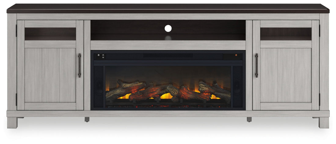 Darborn - 88" TV Stand With Electric Infrared Fireplace Insert - Gray / Brown