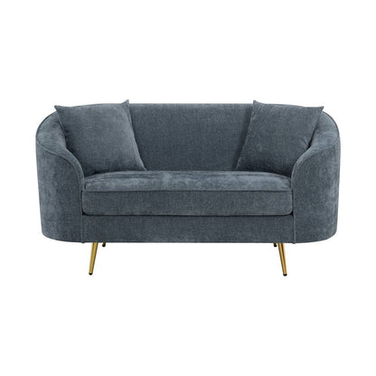 Nakendra - Loveseat With 2 Pillows - Cobalt Blue Chenille