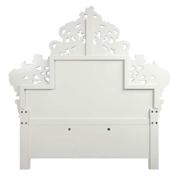 Vanaheim - Eastern King Bed - Beige Synthetic Leather & Antique White