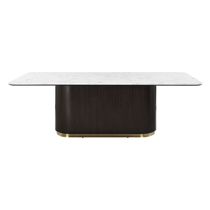 Clayten - Dining Table With Marble Top - White / Espresso