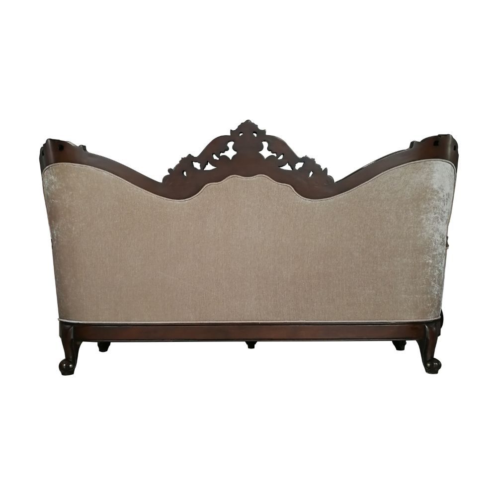 Devayne - Sofa With 6 Pillows Same Lv01582) - Pattern Fabric & Dark Walnut