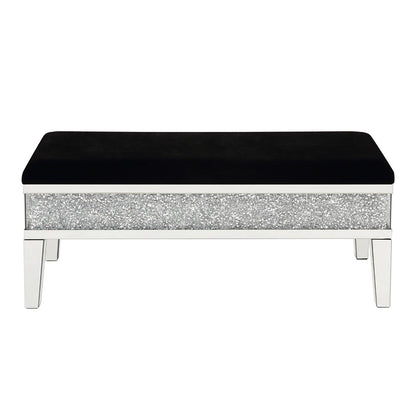 Noralie - 19" Bench With Storage - Mirrored & Faux Diamonds