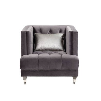 Hegio - Chair With Pillow - Gray Velvet