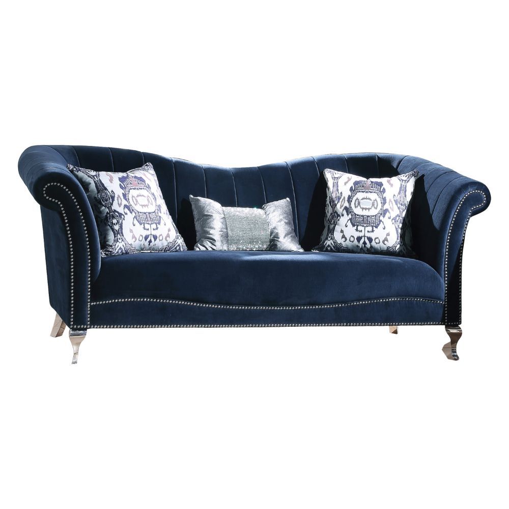 Jaborosa - Sofa With 3 Pillows - Blue Velvet