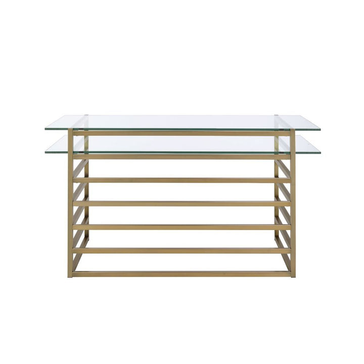 Shona - Writing Desk - Clear Glass Top & Antique Gold
