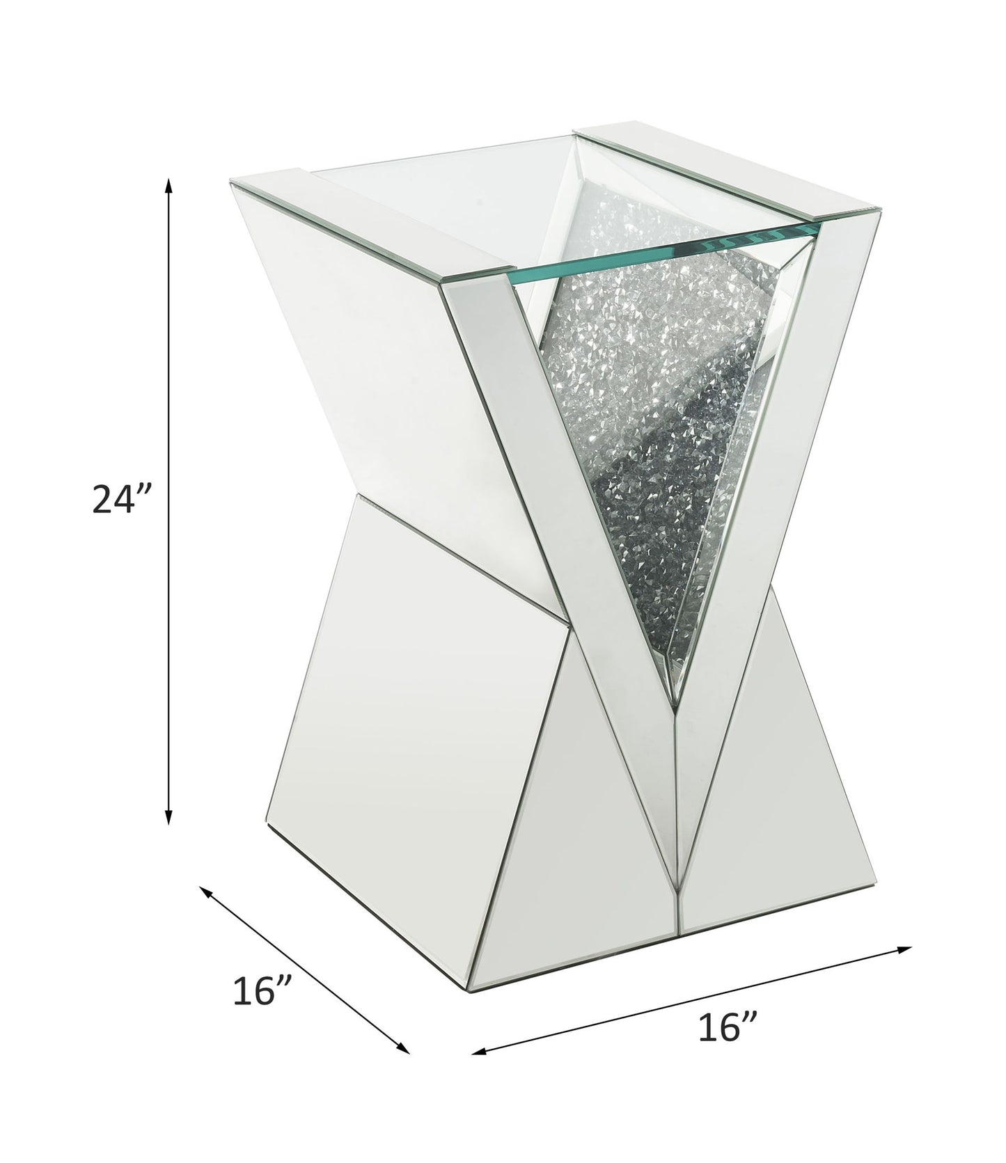 Noralie - End Table - Clear Glass, Mirrored & Faux Diamonds
