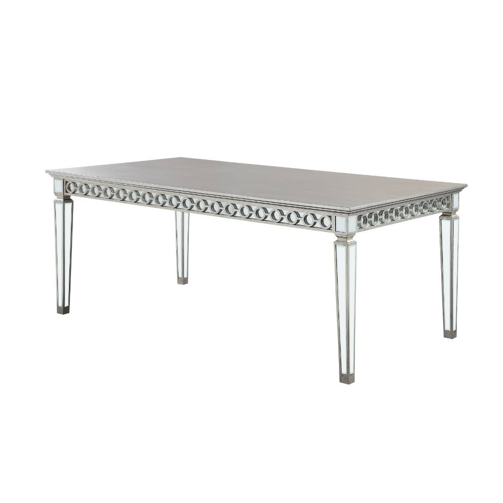 Varian - Dining Table (90"L) - Mirrored & Antique Platinum