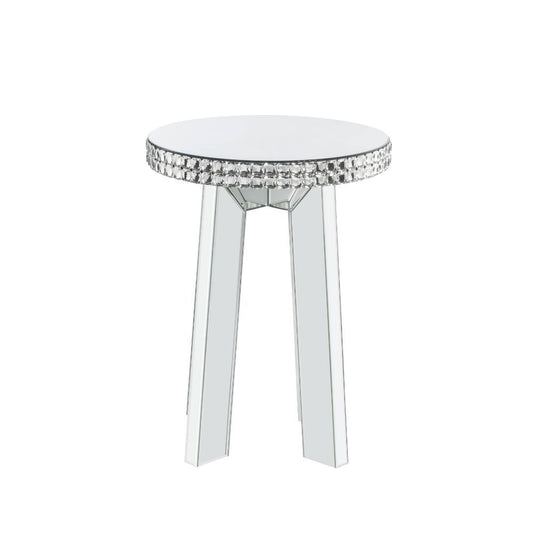 Lotus - End Table - Mirrored & Faux Ice Cube Crystals