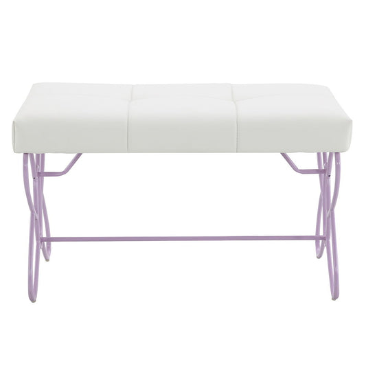 Priya II - Bench - White & Light Synthetic Leather Rple