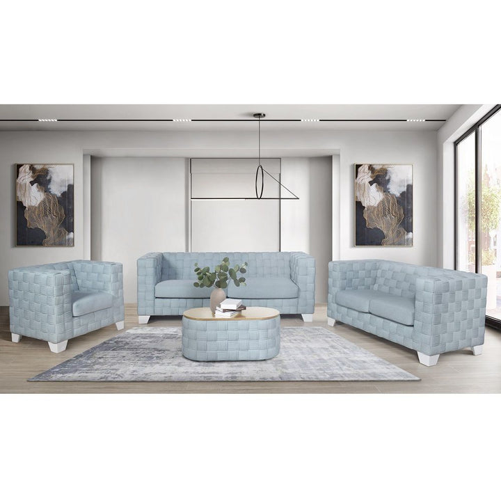 Saree - Sofa - Light Teal Chenille & White
