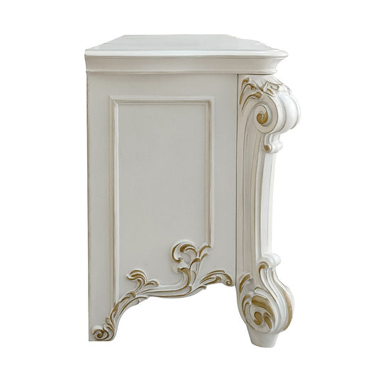 Vendome - Vanity Desk - Beige Synthetic Leather & Antique Pearl