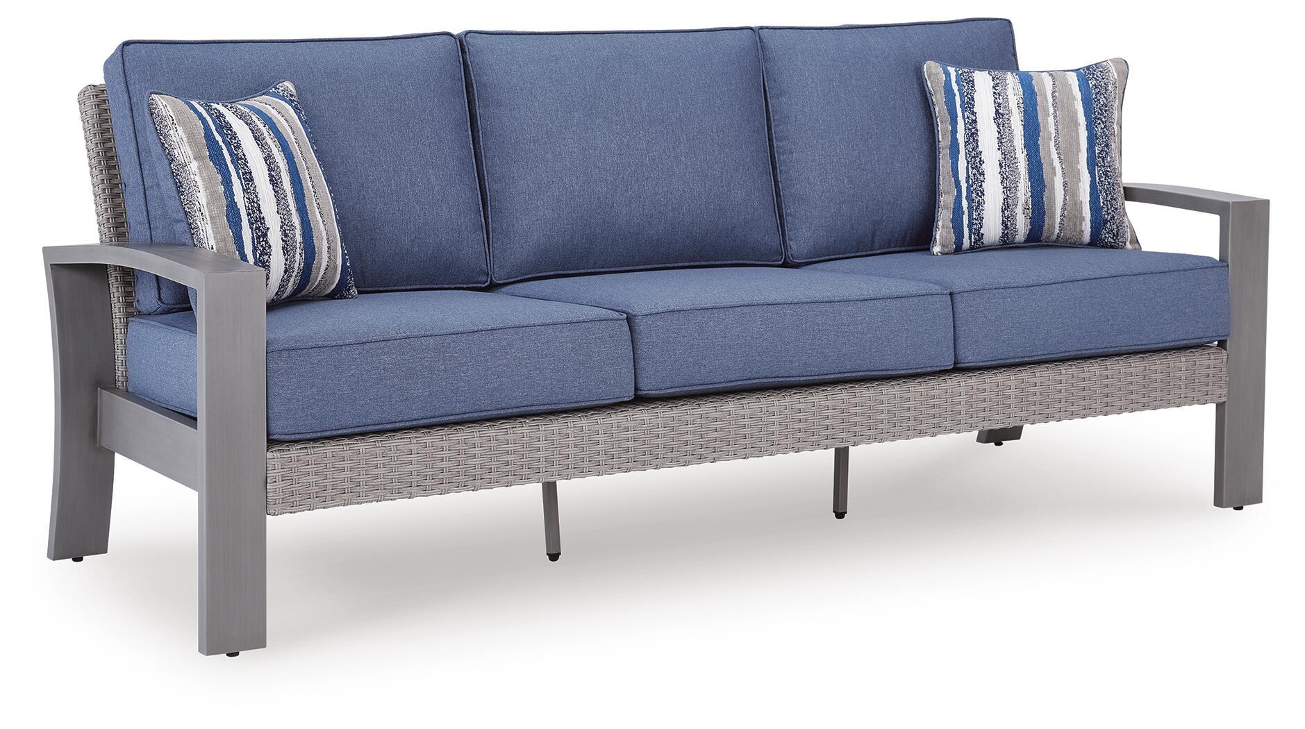 Half Moon Beach - Sofa With Cushion - Blue / Gray