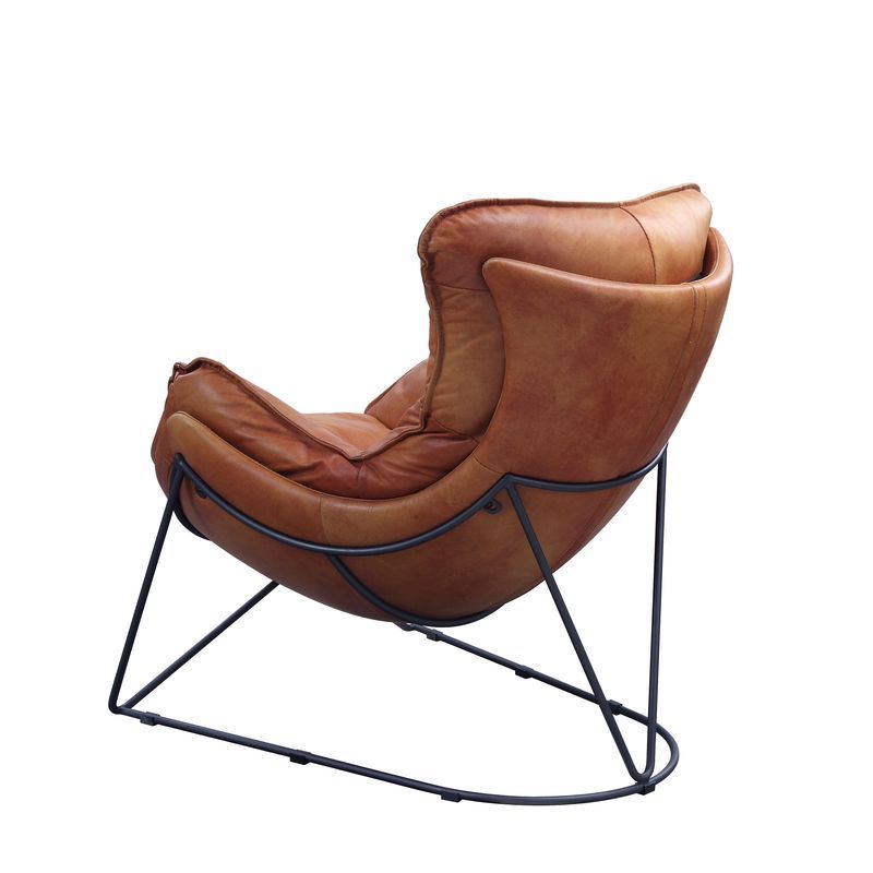 Thurshan - Accent Chair - Aperol Top Grain Leather & Black