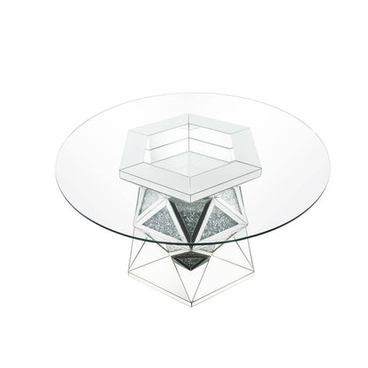 Noralie - 52" Round Dining Table - Mirrored & Faux Diamonds