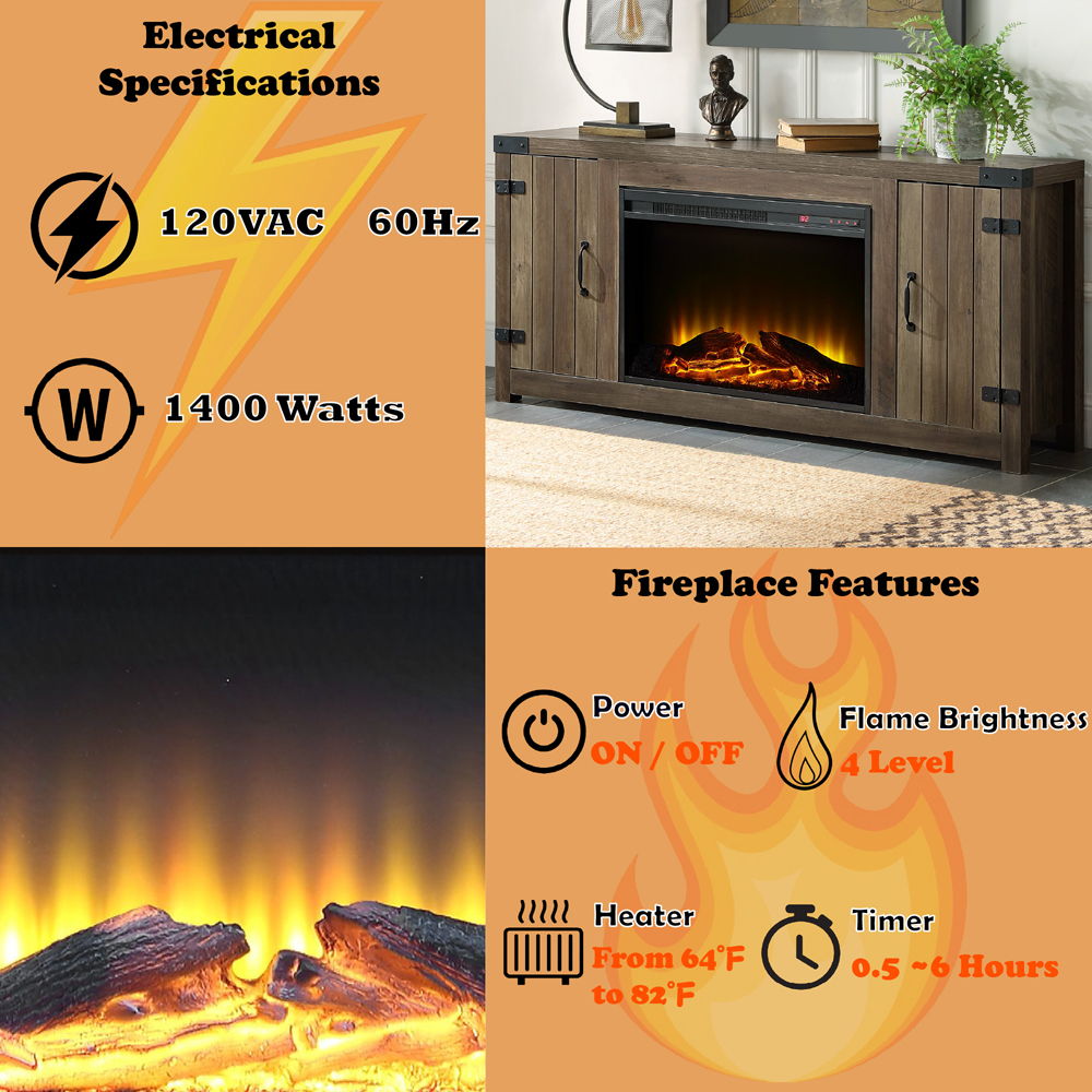 Tobias - 25" Fireplace - Rustic Oak