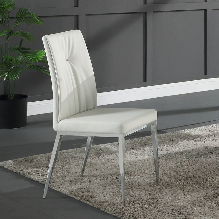 Kamaile - Side Chair (Set of 2) - Beige Synthetic Leather & Chrome
