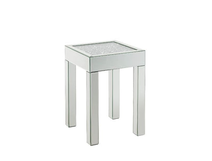 Noralie - 16" Square End Table With Glass Top - Mirrored & Faux Diamonds