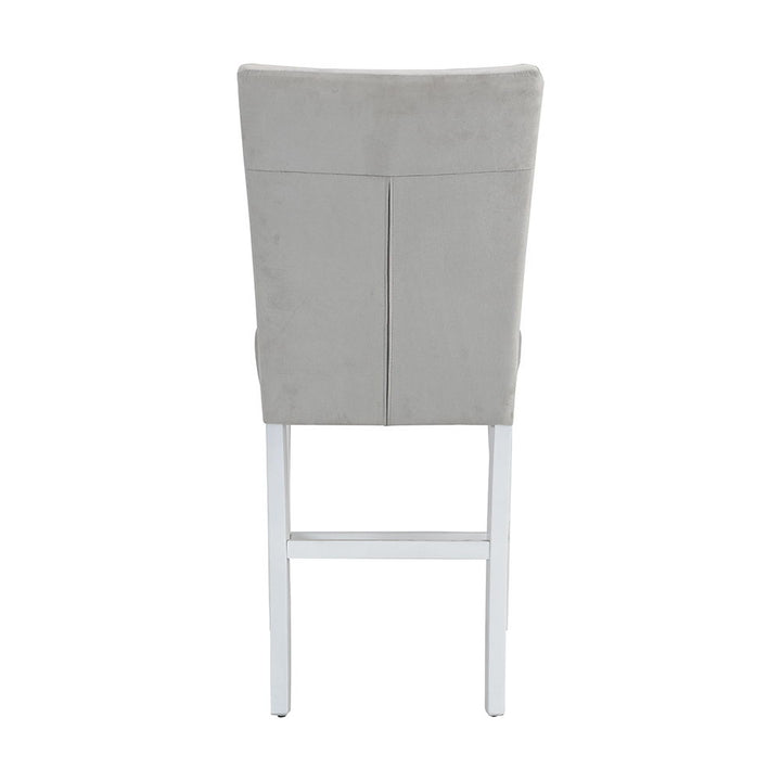 Elizaveta - Counter Height Chair (Set of 2) - Gray Velvet &White High Gloss