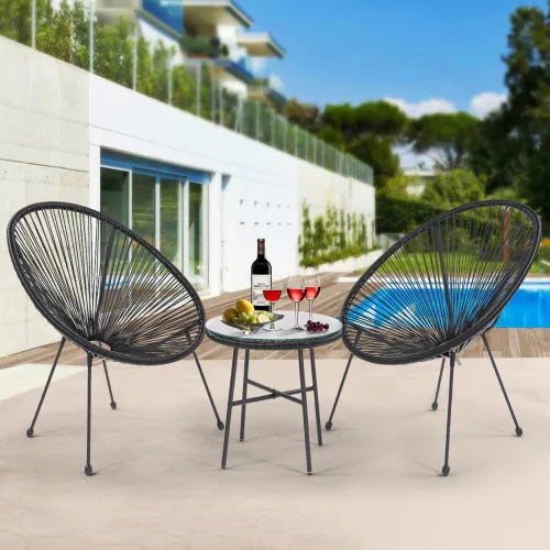3 Piece Terrace Bistro Conversation Set With Side Table.