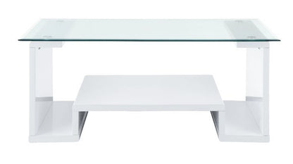 Nevaeh - Coffee Table - Clear Glass Top & White High Gloss