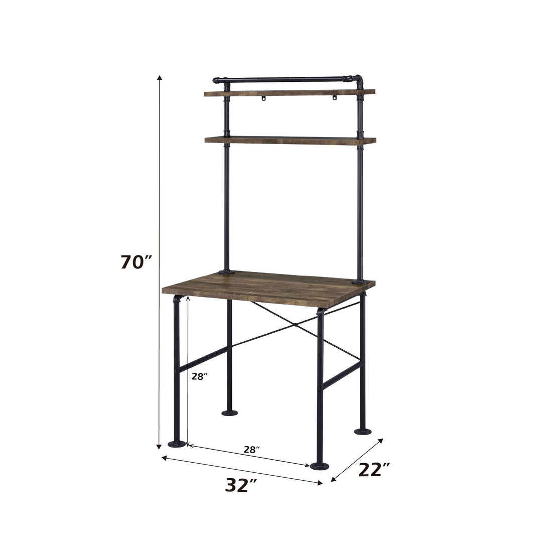 Ensata - Writing Desk - Rustic Oak & Black