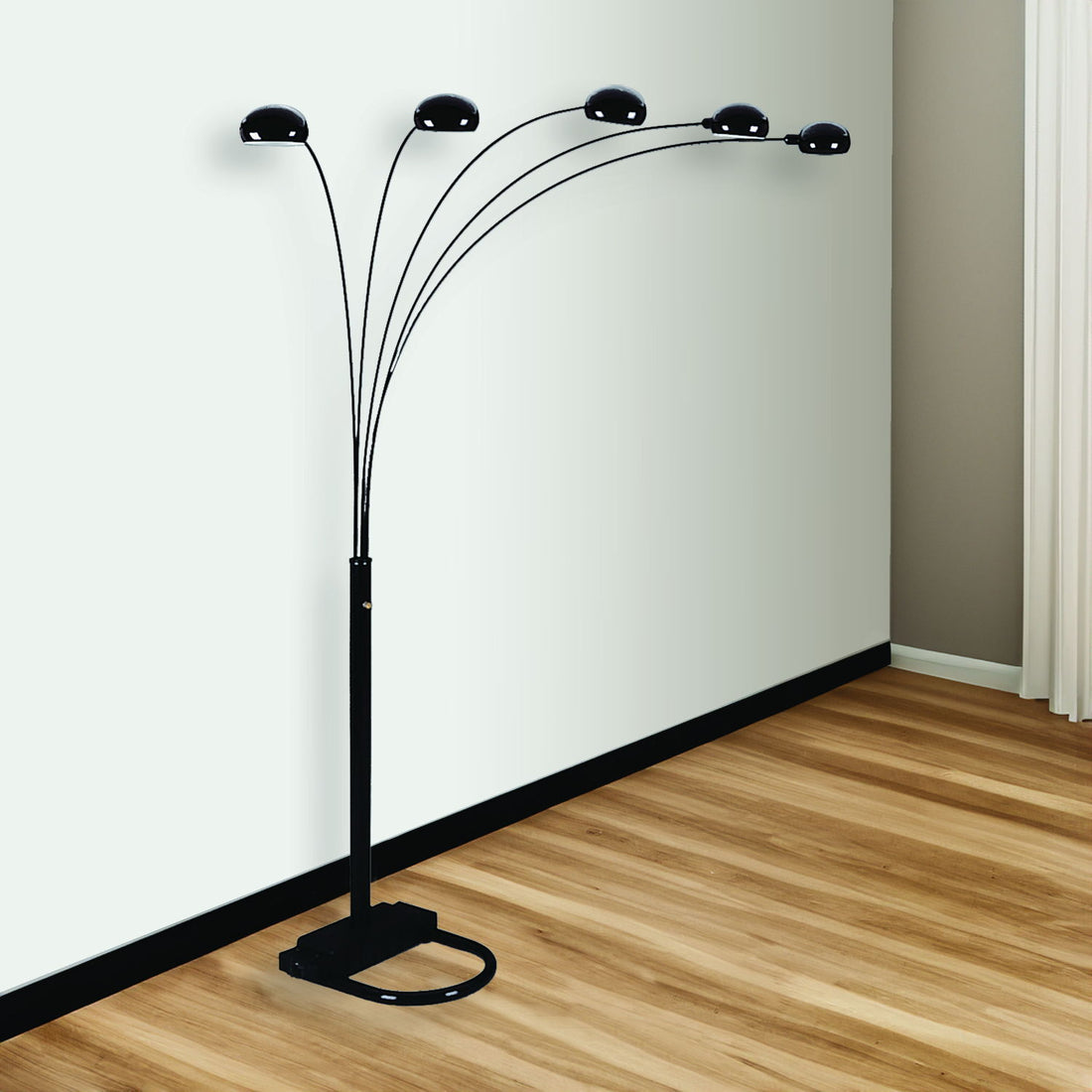 PEACOCK SHADE FLOOR LAMP BK 82"H