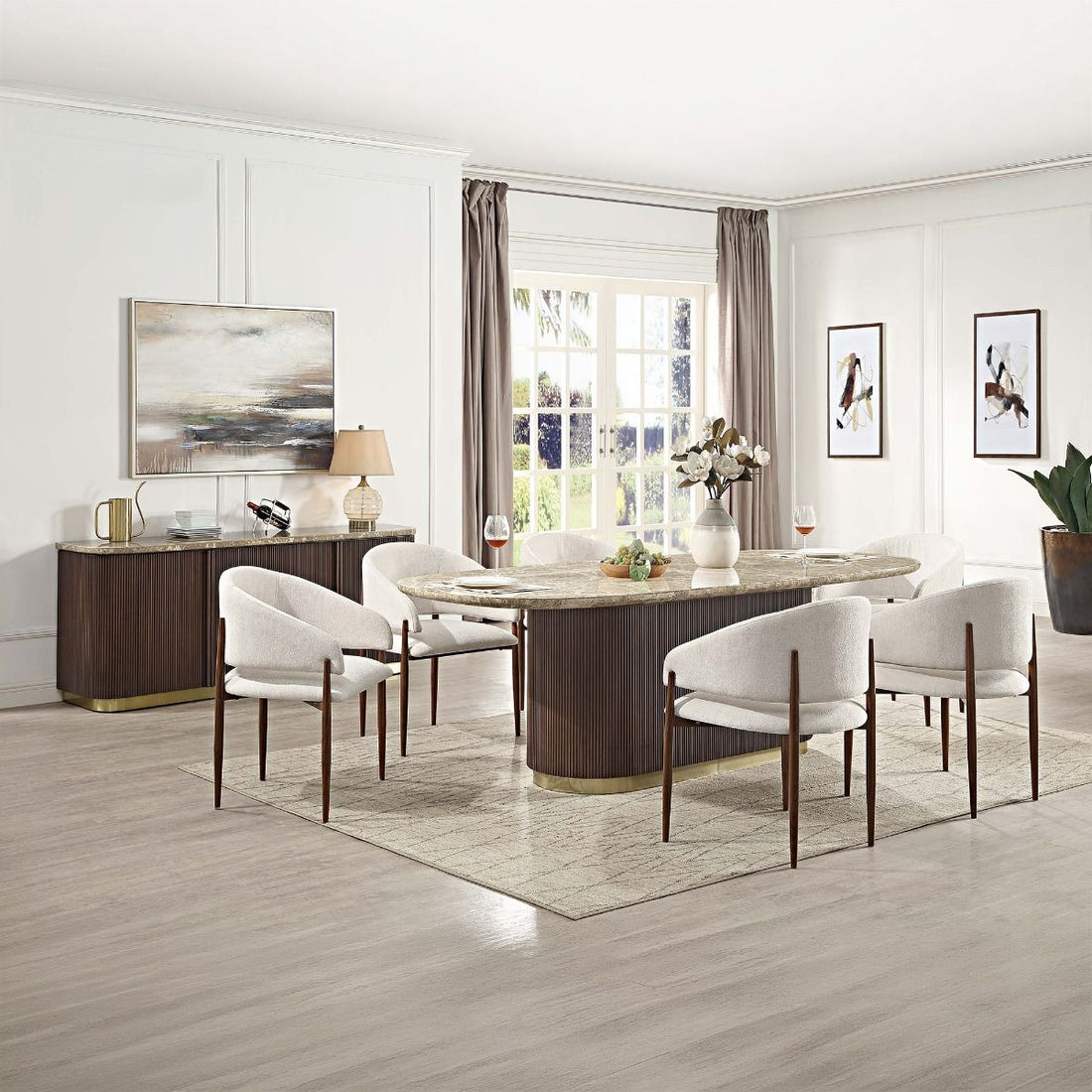 Clayten - Dining Table With Natural Marble Top
