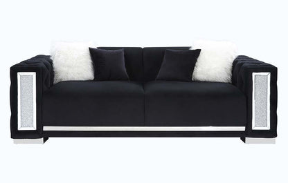 Trislar - Sofa With 4 Pillows (Same 52525) - Black Velvet
