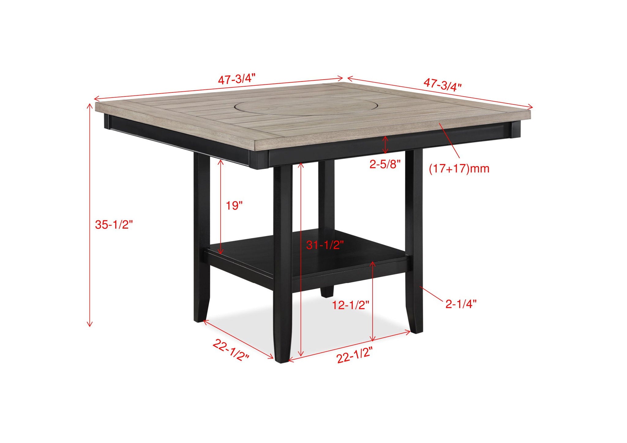 FULTON COUNTER HT.TABLE LIGHT GREY