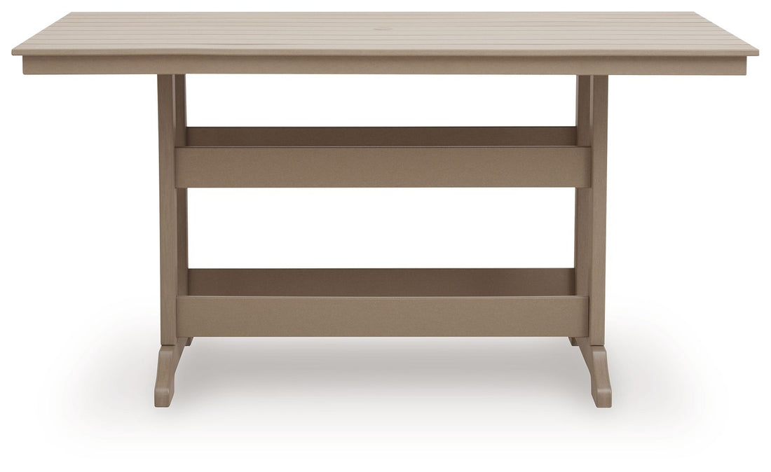 Seacliff Beach - Rectangular Counter Height Dining Table With Umbrella Option - Medium Brown