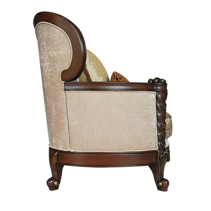 Devayne - Chair With 2 Pillows Same Lv01584) - Pattern Fabric & Dark Walnut