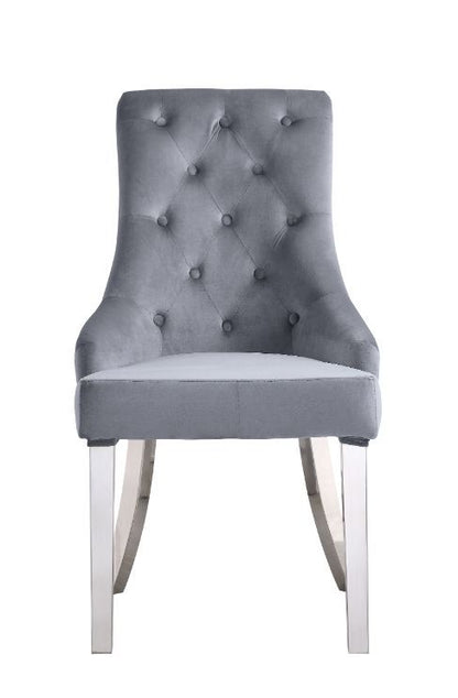 Satinka - Fabric Side Chair (Set of 2) - Gray & Mirrored Silver