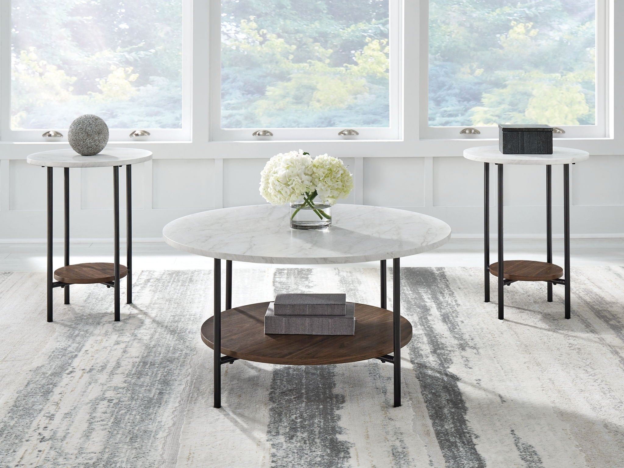 Wrenwich - Occasional Table Set (Set of 3) - Brown / Black / White