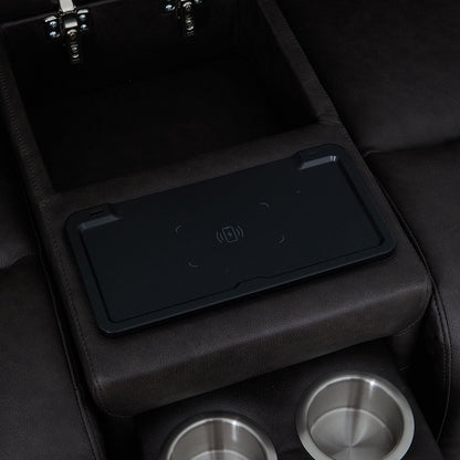 Wendell - Power Motion Loveseat With Console, Wireless Charger, Storage, USB & LED - Dark Gray