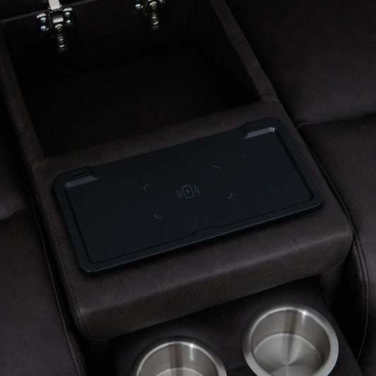 Wendell - Power Motion Loveseat With Console, Wireless Charger, Storage, USB & LED - Dark Gray