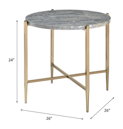 Tainte - End Table - Faux Marble Top & Champagne