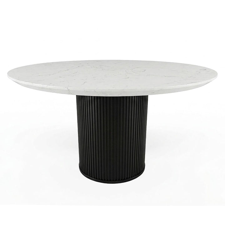 Jaramillo - Round Dining Table With Engineered Marble Top - Engineered Marble Top & Black