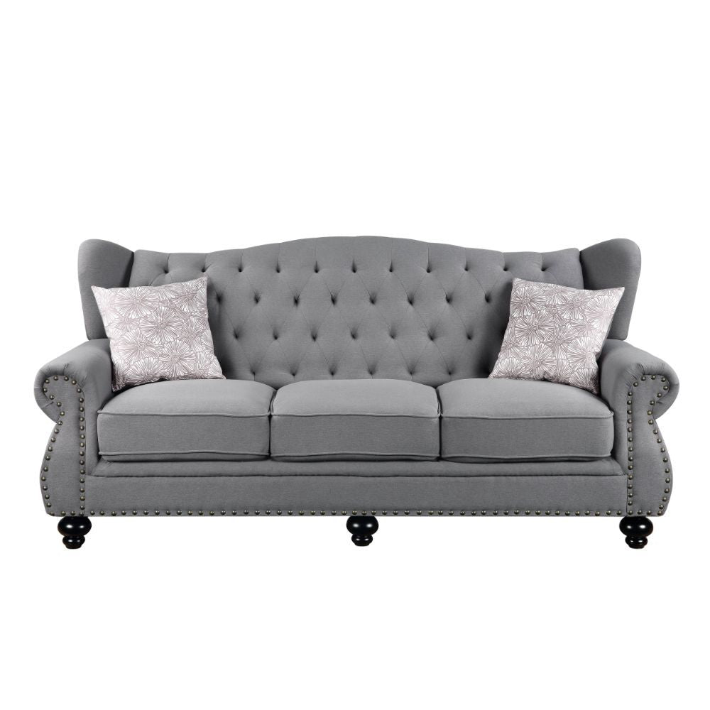 Hannes - Sofa With 2 Pillows - Gray Fabric
