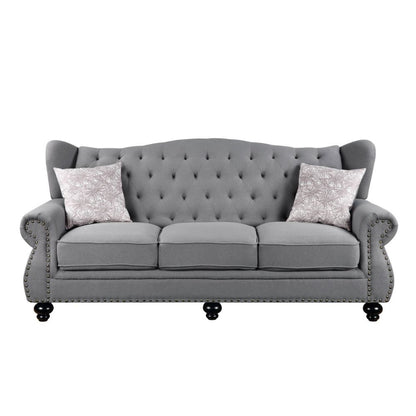 Hannes - Sofa With 2 Pillows - Gray Fabric