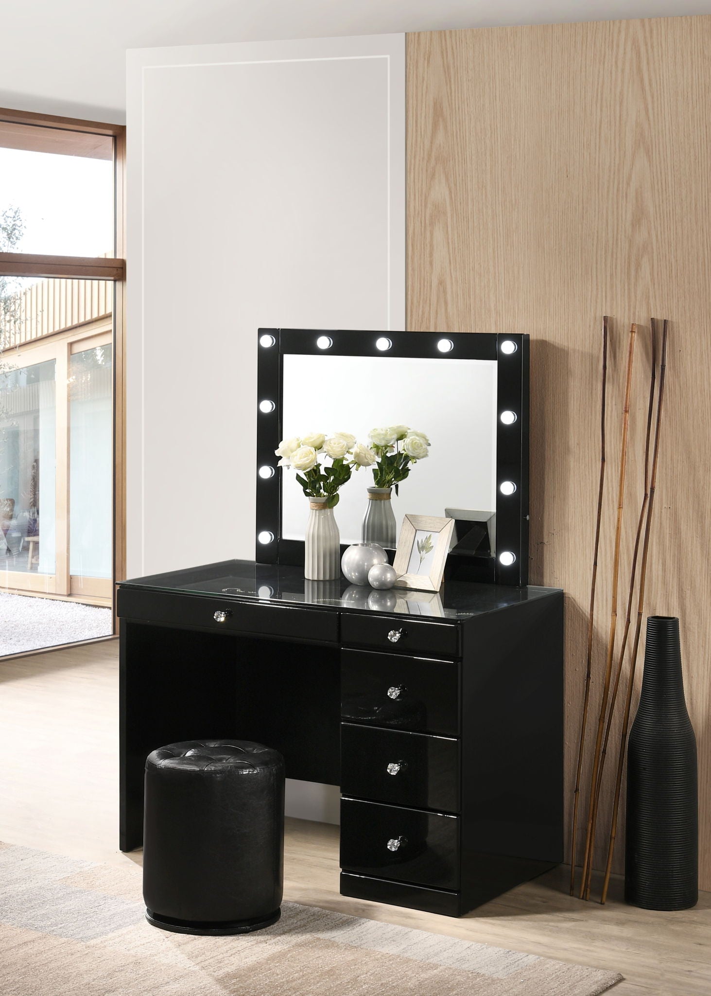 MORGAN ROUND SWIVEL STOOL BLACK