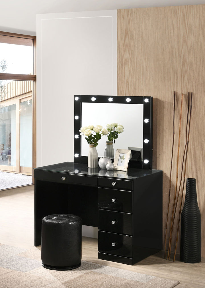 MORGAN ROUND SWIVEL STOOL BLACK