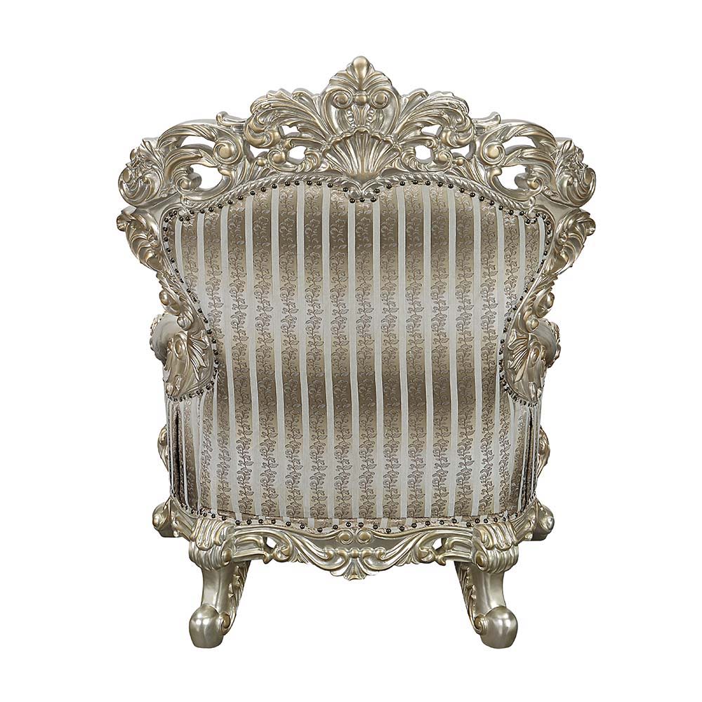 Sorina - Chair With 2 Pillows - Velvet, Fabric & Antique Gold