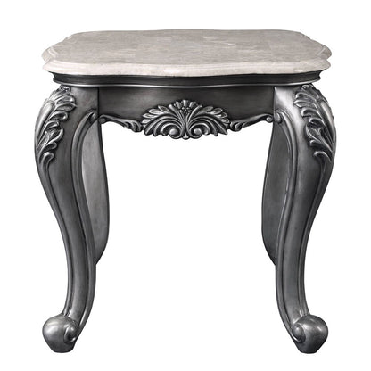 Ariadne - End Table - Marble Top & Platinum
