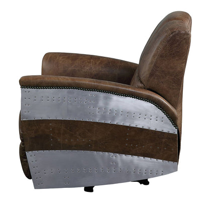 Brancaster - Power Motion Recliner - Retro Brown Top Grain Leather & Aluminum