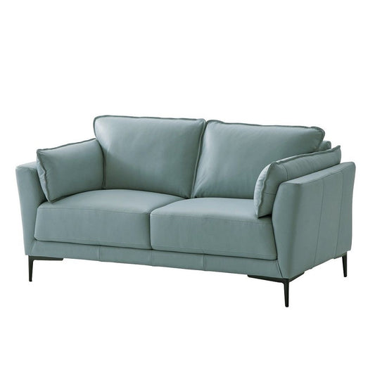 Mesut - Loveseat - Sage Green Top Grain Leather & Black