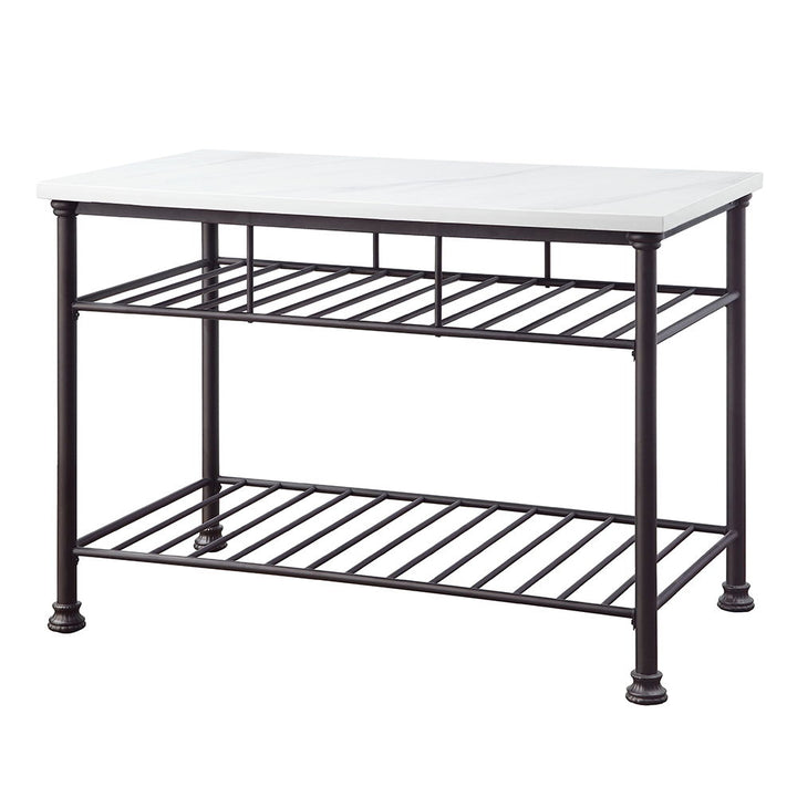 Freyja - Kitchen Island - White Cultured Marble Top & Gray