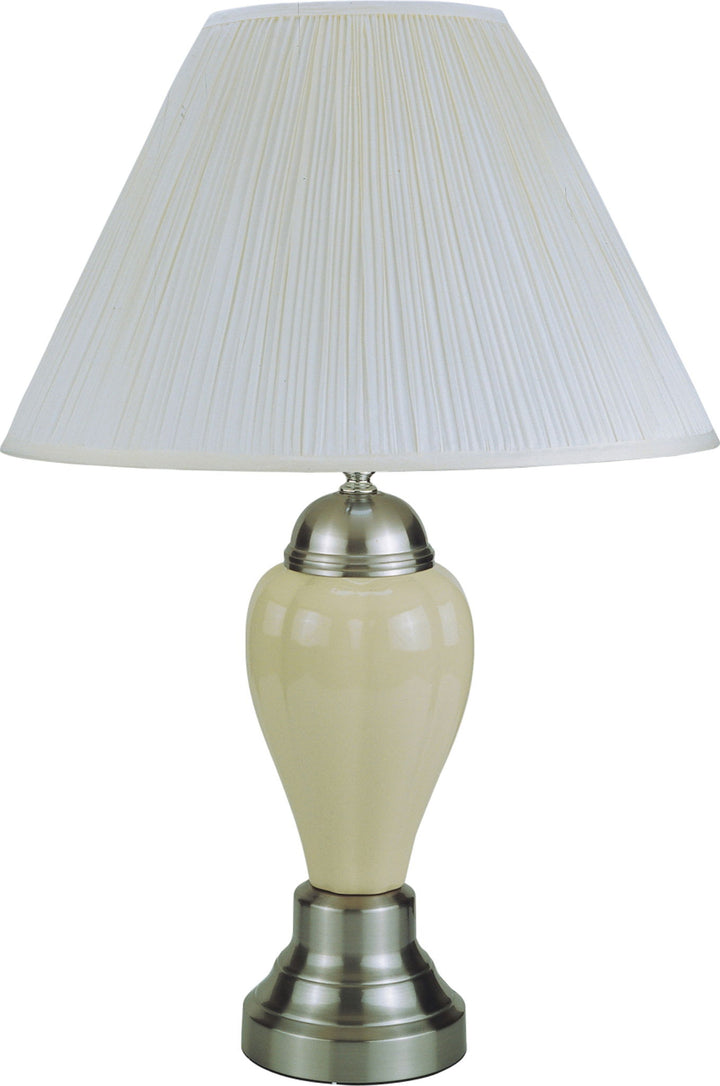 26" PORCELAIN LAMP, SATIN NICKEL