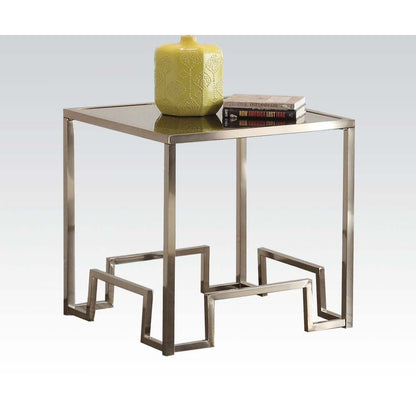 Damien - End Table - Clear Glass & Champagne