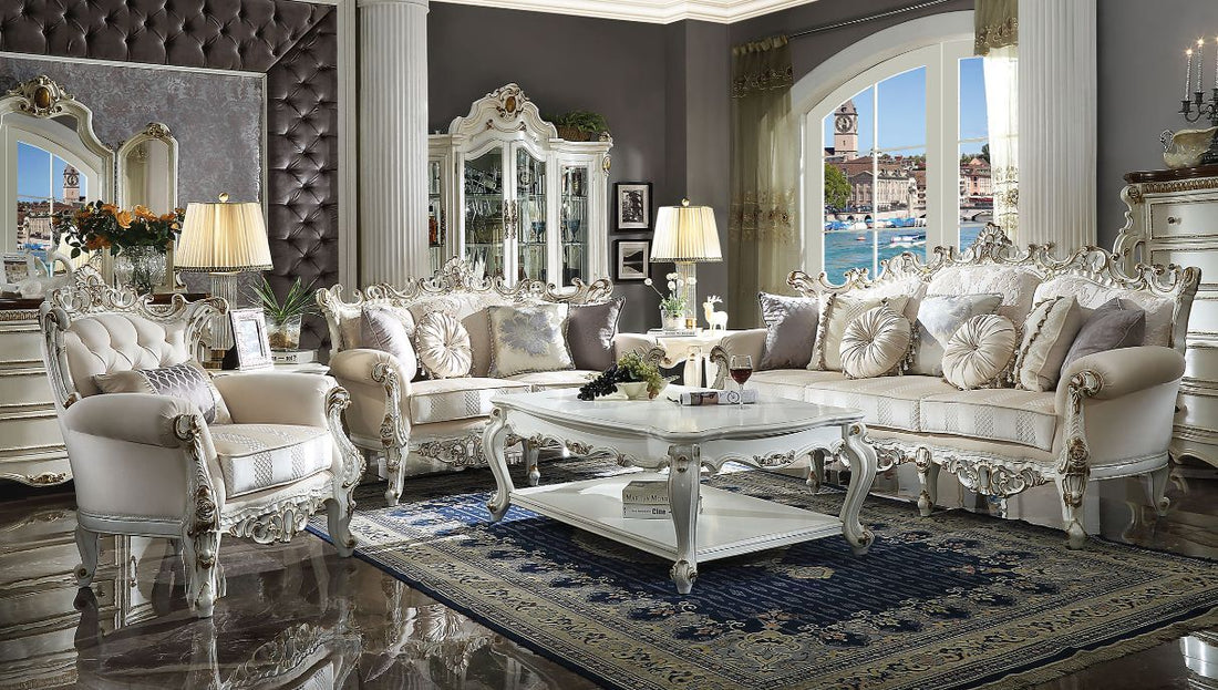 Picardy II - Sofa With 7 Pillows - Fabric & Antique Pearl
